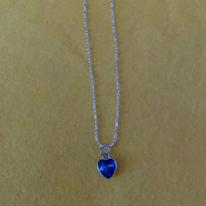 Beautiful silver necklace with blue heart charm,